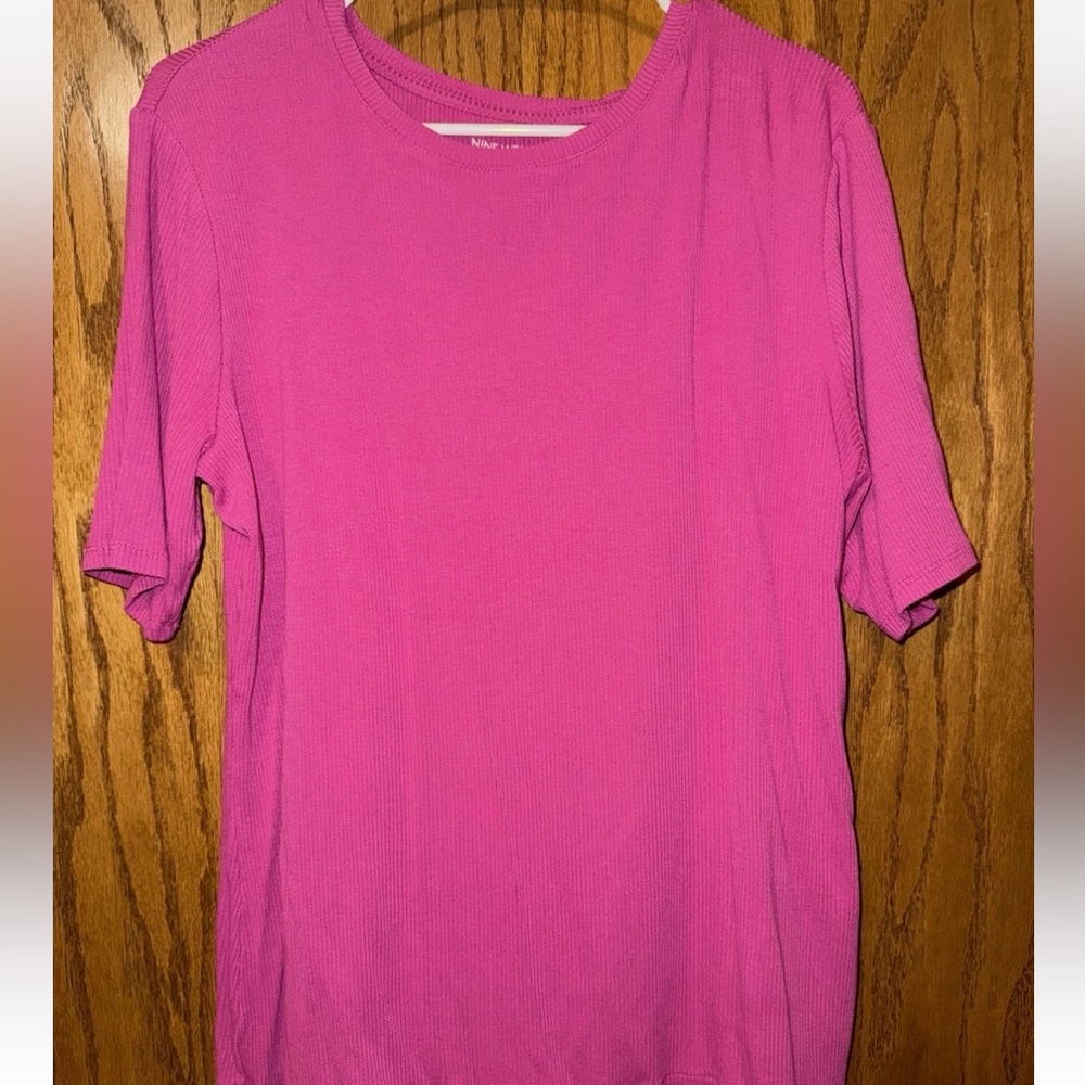 Nine West Soft Spun Pink Elbow Sleeve Shirt- XXL